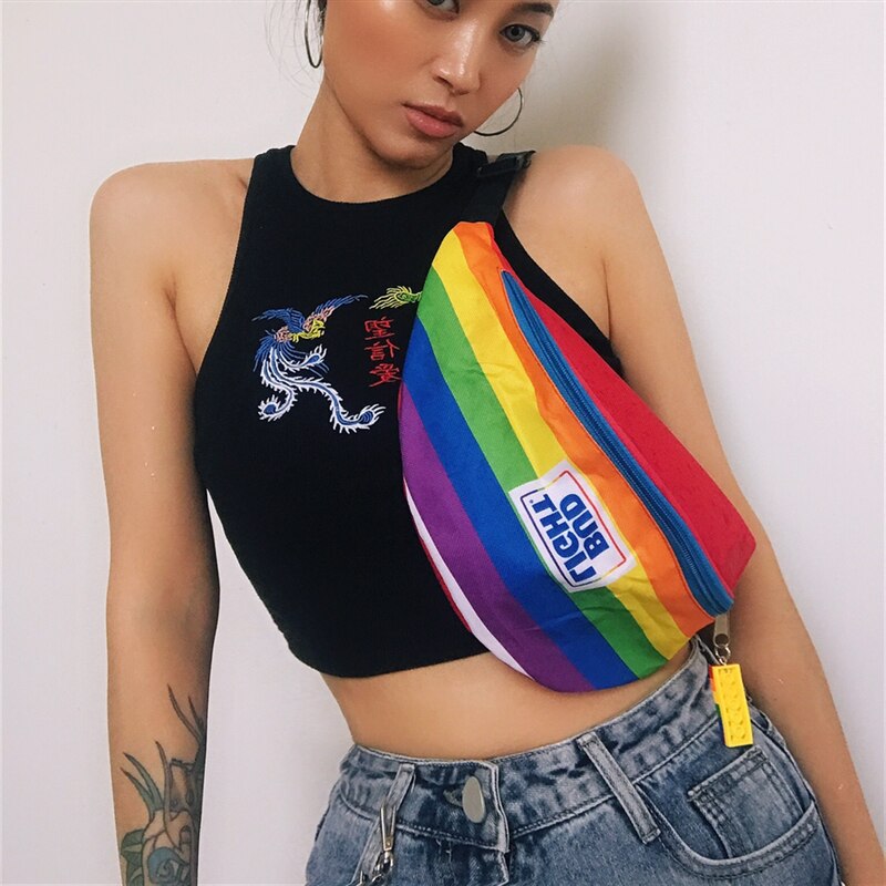 Rainbow Steam Wave German Y2k Millennial Girl Chest Bag Waist Bag Underarm Bag Nightclub Cool Messenger Bag Width: 42cm