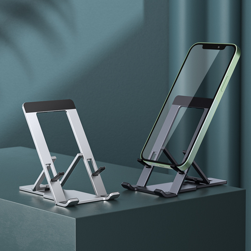 Justerbart lata telefonstativ för skrivbord, nyaste hopfällbara mobiltelefonhållare i aluminiumlegering för iphone och ipad