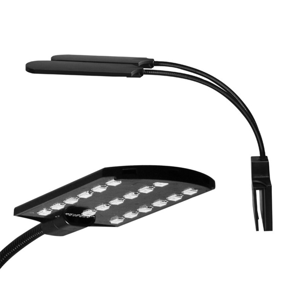 15W LED Fish Tank Clamp Lamp Aquarium Light USB Aquatic Lighting Waterproof Lamp for Fish Tank with Plug Black
