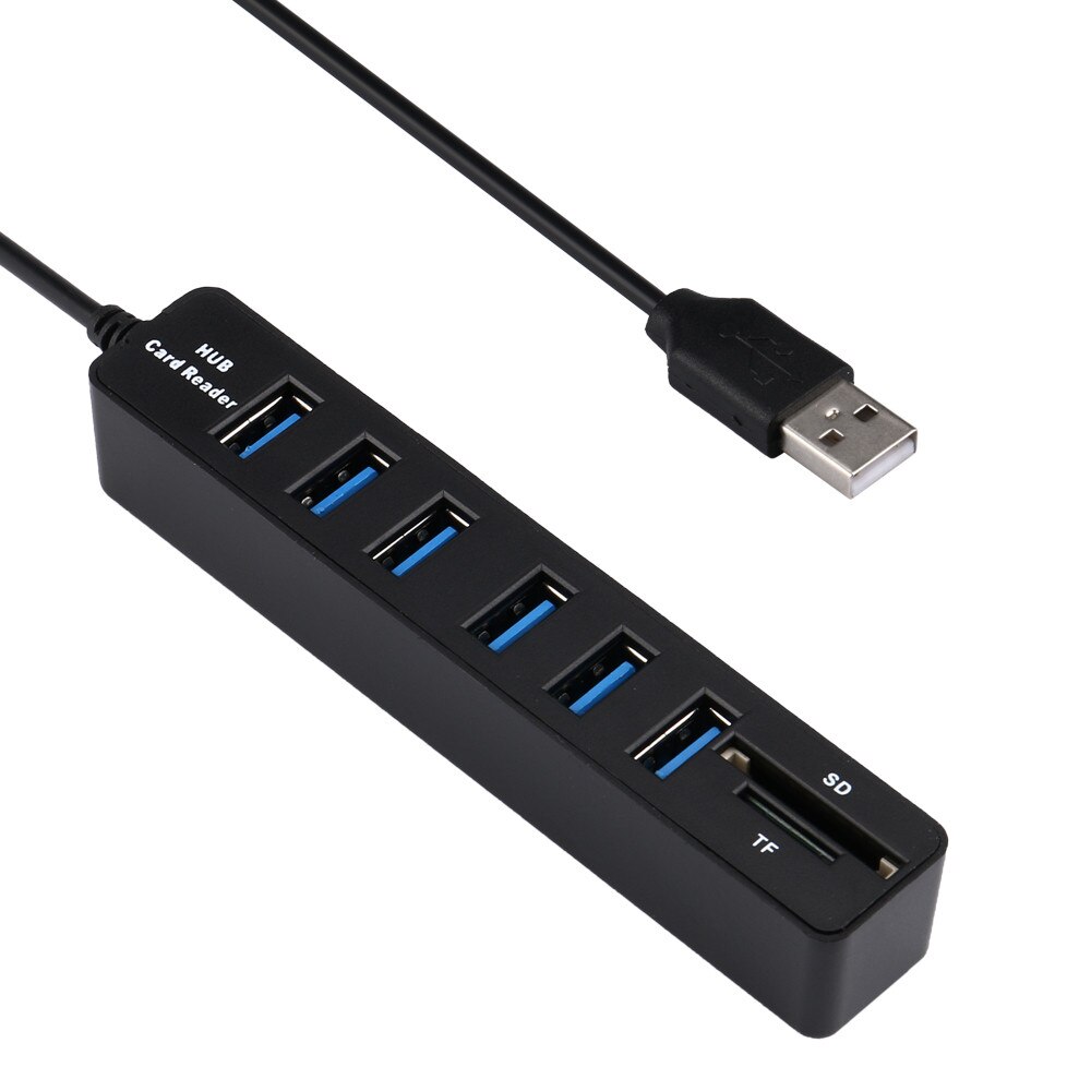 Slim USB Hub 3.0 Multi USB Power Adapter 4/8 Port Multiple Expander 2.0 USB With LED Indication ON/OFF Switch For PC: USB 2.0  6 Ports