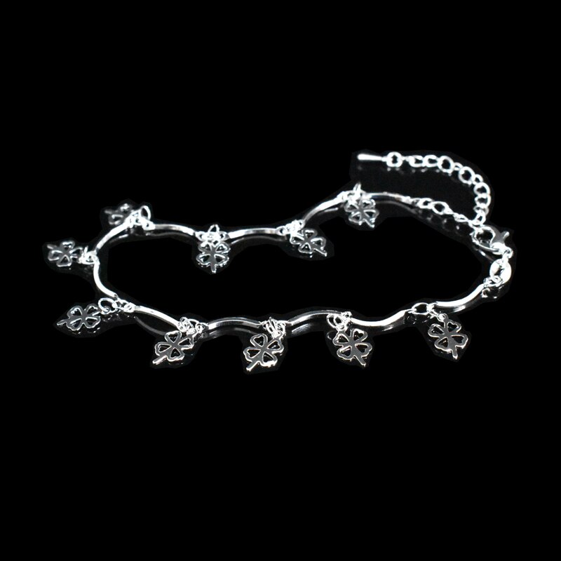 Bracelets de cheville porte-bonheur en argent Sterling 925, breloque de plage, style bohème, chaîne de pied, pendentif trèfle et feuille, de bijoux pour femmes, nouvelle