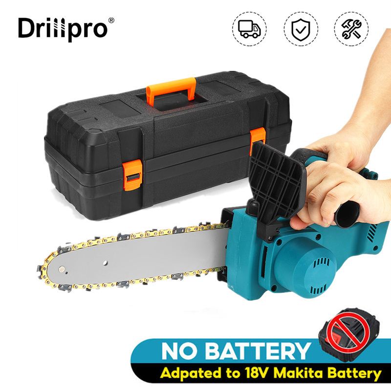 Drillpro 10 Cal elektryczna piła łańcuchowa akumulator przycinanie ogród logowanie piła frez robić drewna elektronarzędzia forMakita 18V bateria