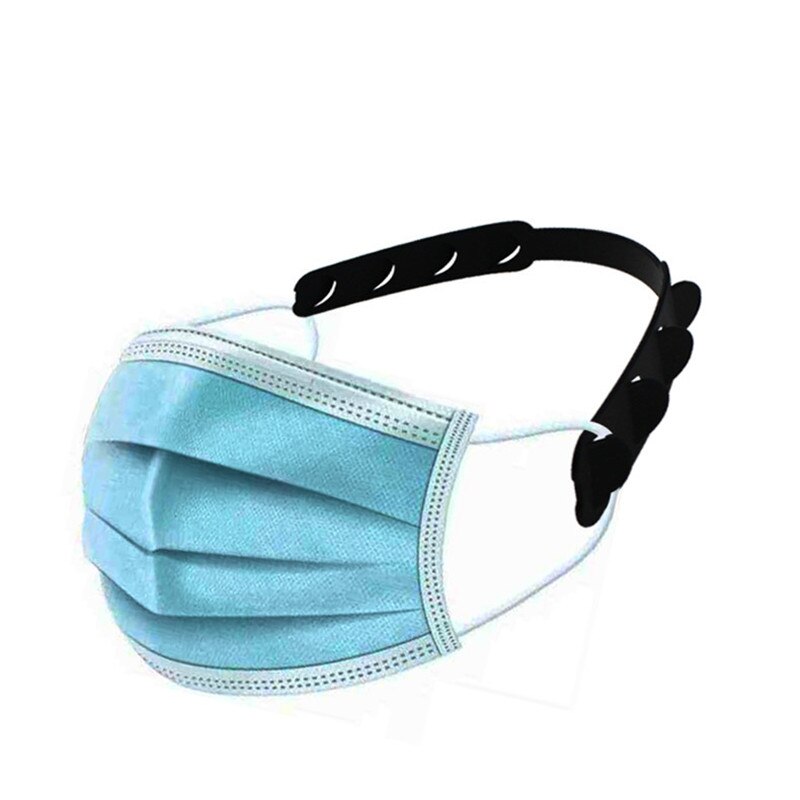 Mascarilla ajustable con cordón y cinturón extensible, mascarilla de silicona para prevención del dolor de oído, gancho para las orejas