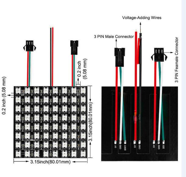 Matrix Led Pixel Module Licht 8*8 16*16 8*32 Pixels WS2812B WS2812 Digitale Flexibele Panel individueel Adresseerbare 5050 Rgb 5V: 8x8 Pixel