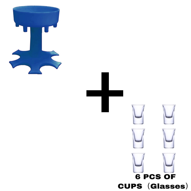 6 shotglas dispenser houder wijnkistje likeurdispenser wijn whisky bier dispenser rek party games drinkgerei bar accessoires: Blauw met glazen beker