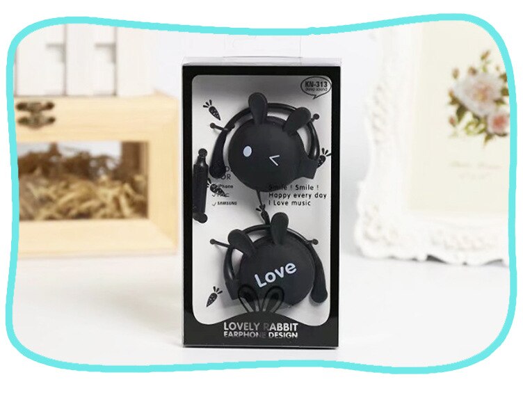 3.5mm schattige cartoon stereo oordopjes met oorhaakjes voor sport, voor meisjes en kinderen, voor de xiaomi mobiele telefoon  mp3: Zwart