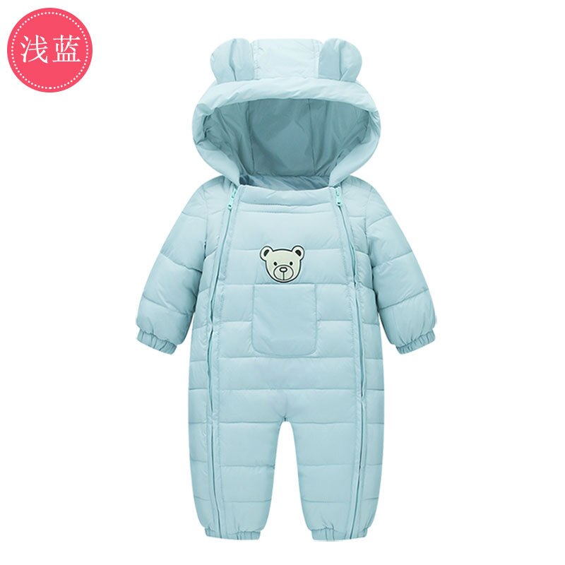 Lente Winter Baby Pasgeboren Snowsuit Sneeuw Wear Jassen Jongen Warme Romper Down Katoen Meisje Kleding Bodysuit: blue / 6m