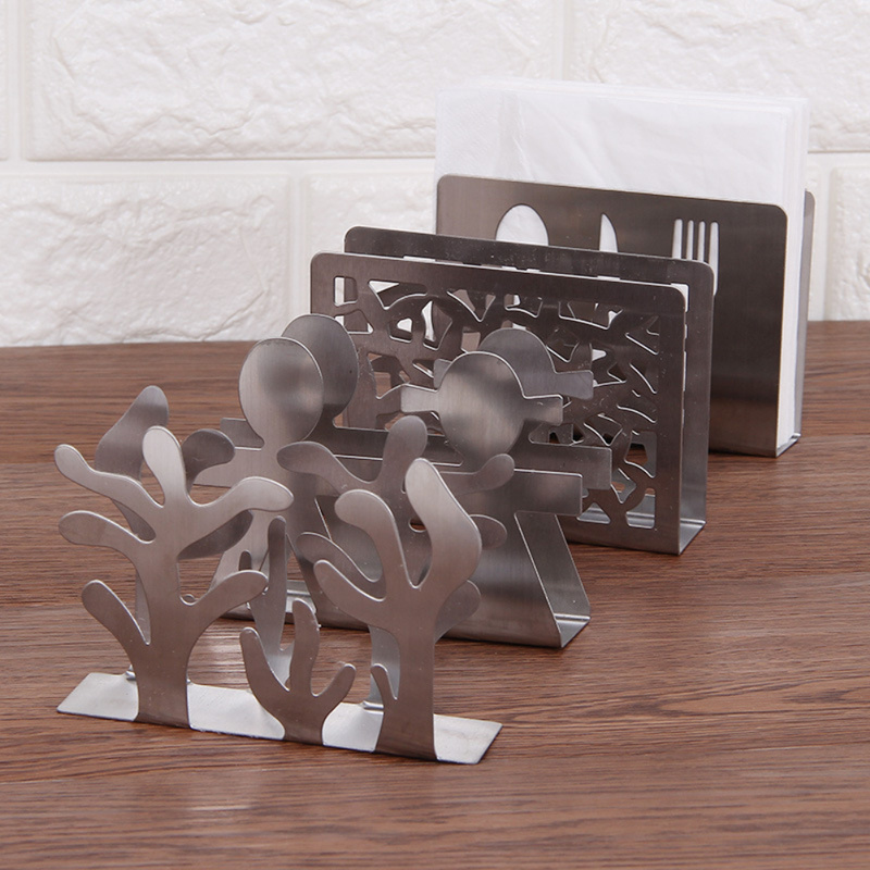 Stainless Steel Hollow Paper Napkin Holder Tissue Holder Rack Table Vertical Napkin Clip For Home Kitchen Decoration