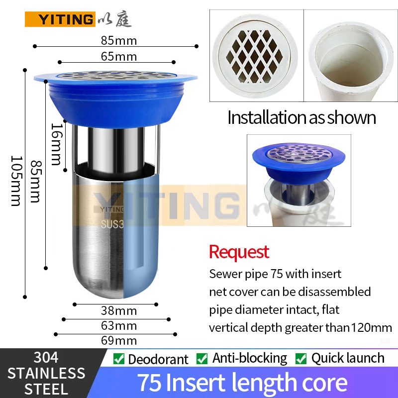 Kitchen Bathroom Toilet Floor Drain Core Deodorant And Insect Proof Anti-Blocking Anti-Water Abs Plastic Floor Drain Core: PURPLE