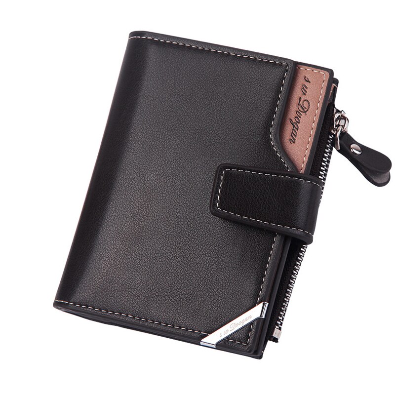 wallet Short vertical Male Coin Purse casual multi-function card Holders bag zipper buckle triangle folding: 7