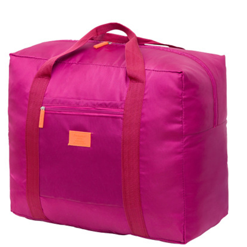 Nylon Foldable Travel Bag Large Capacity Hand Luggage Storage Bags WaterProof Business Travel Bags Outdoor Daily Handbags: Dark red