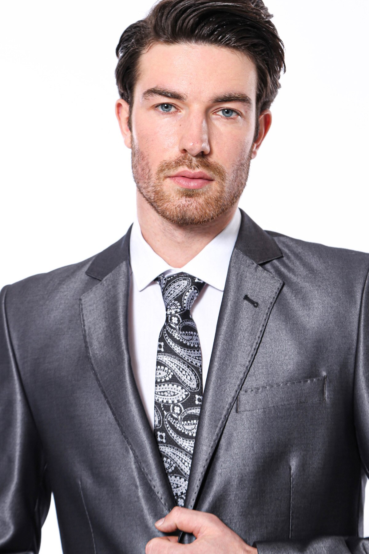 Plain Glossy Smoked Slim Fit Suit Wessi