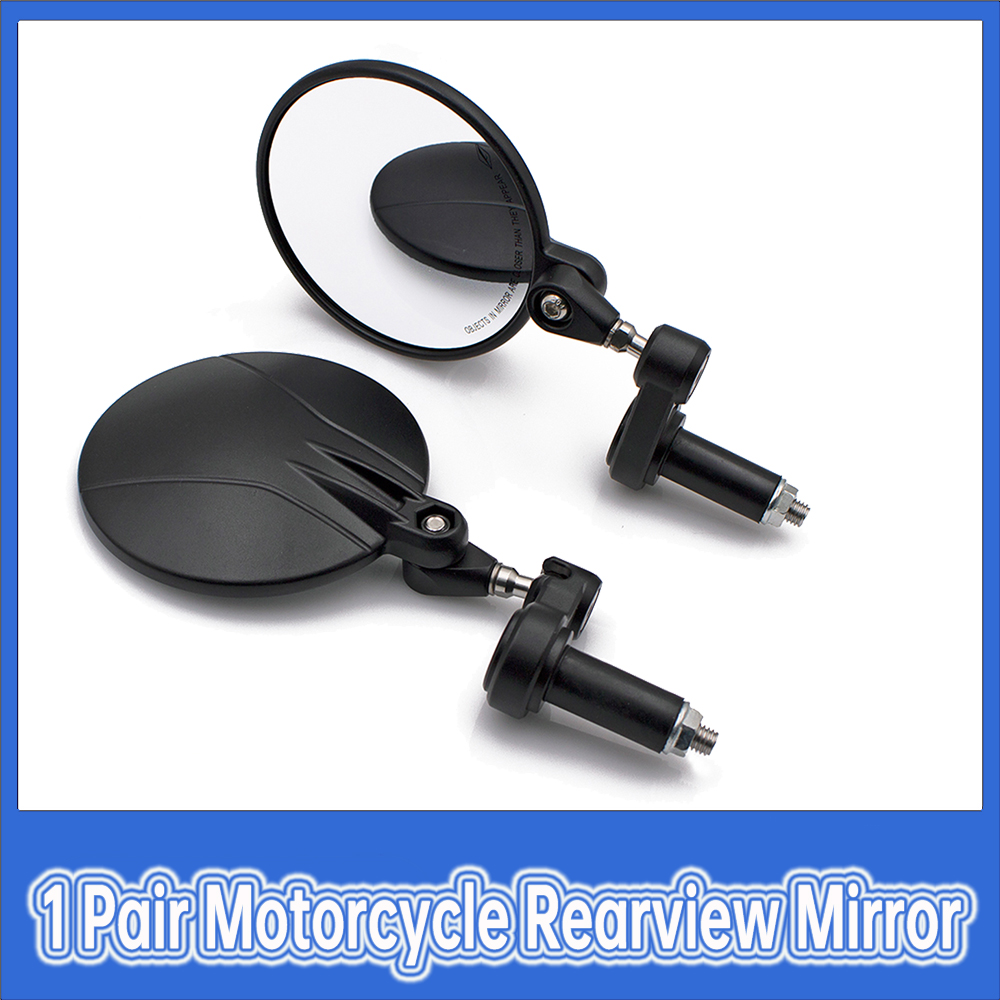Universele 7/8 "Motorfiets Zwarte Ronde Handgreep Spiegel Aluminium Zwart Opvouwbare Handgreep Uiteinde Achteruitkijkspiegels