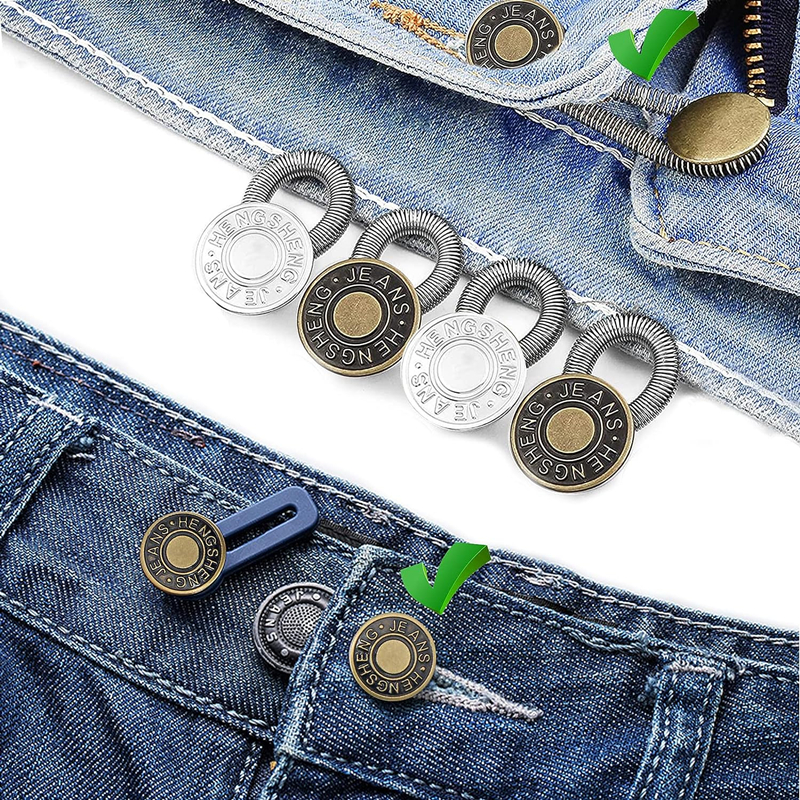 Extensor de botón de Metal para pantalones vaqueros, costura gratis, extensores de cintura retráctiles ajustables, expansor de cintura con botón, 10/5/1 ud.
