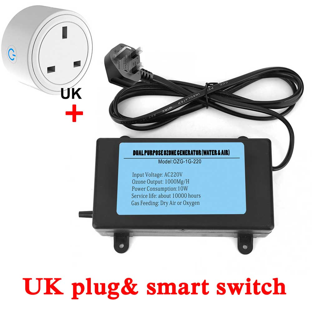 Corona Discharge Ozone Generator 1000MG for Plug EU/US/UK/OEM Optional Connect TUYA Smart Products: SMART UK PLUG