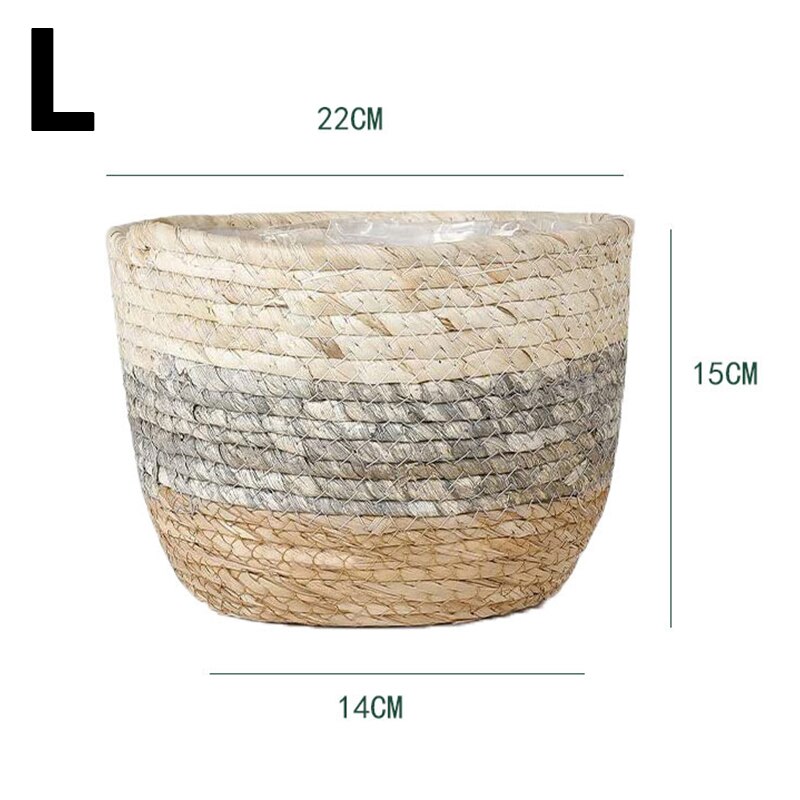 Ręcznie pleciony koszyk doniczki trawa morska rattanowe rośliny doniczki słomiane doniczka dla hodowcy roślin dekoracje robić przydomowego ogrodu S M L: L