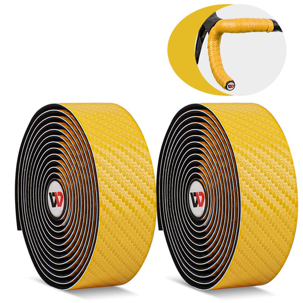 Kulfiber håndtag tape mønster eva pu tape praktisk stødsikker sejhed dæmpende anti-vibration bar tape bælte til landevejscykel: Gul