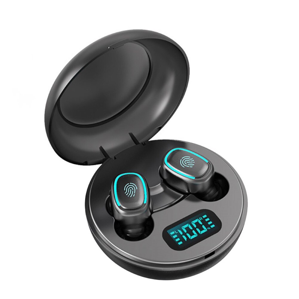 A10 TWS Bluetooth 5.0 Wireless HiFi In-Ear Earphones with Digital Charging Box Touch Control Noise Cancelling Wireless Earphones: Black