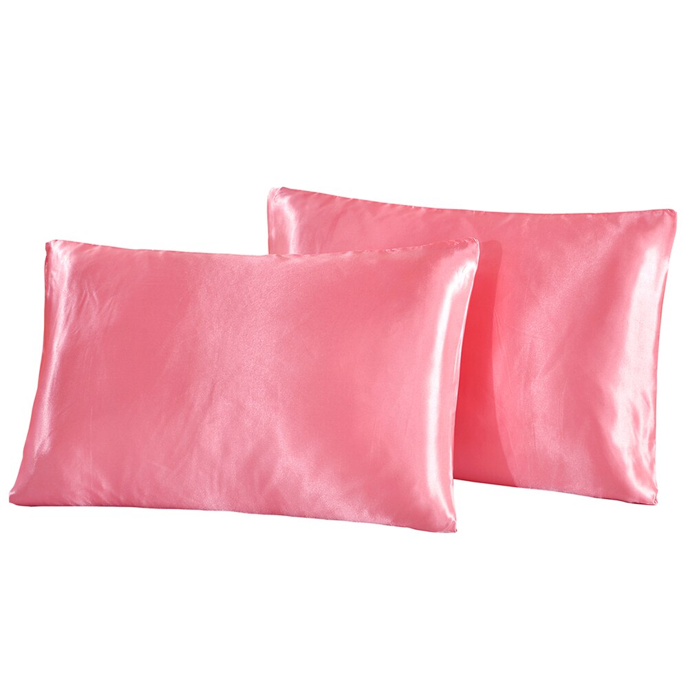 1Pc Koningin Satijn Zijde Kussensloop Kussen Case Cover Thuis Beddengoed Smoothy Kussen Rechthoek Beddengoed Kussen: Roze
