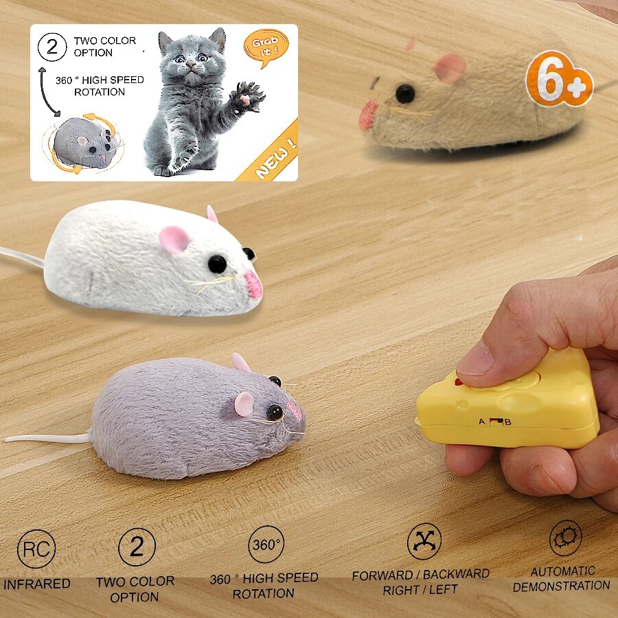 Ratto di emulazione telecomandato elettronico senza fili del giocattolo del topo della peluche di infrarosso RC per i giocattoli spaventosi di trucco di scherzo del canna del gatto
