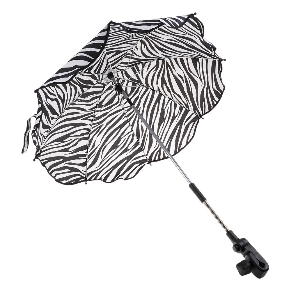 Foldable Summer Outdoor Beach Sunshade Umbrella Sun Protection Parasol Shelter All-weather with Universal Clamp Travel Anti-UV: Zebra Stripe