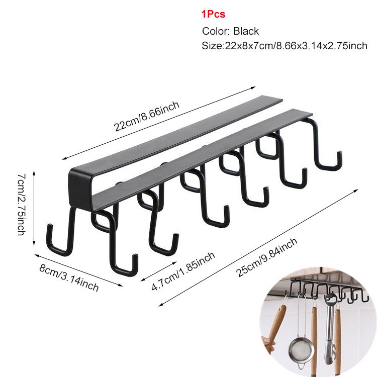 Suporte de toalha de papel ganchos cozinha organizador de armazenamento gadget conjunto ferramentas gabinete utensílio coisas acessórios suprimentos: Black C