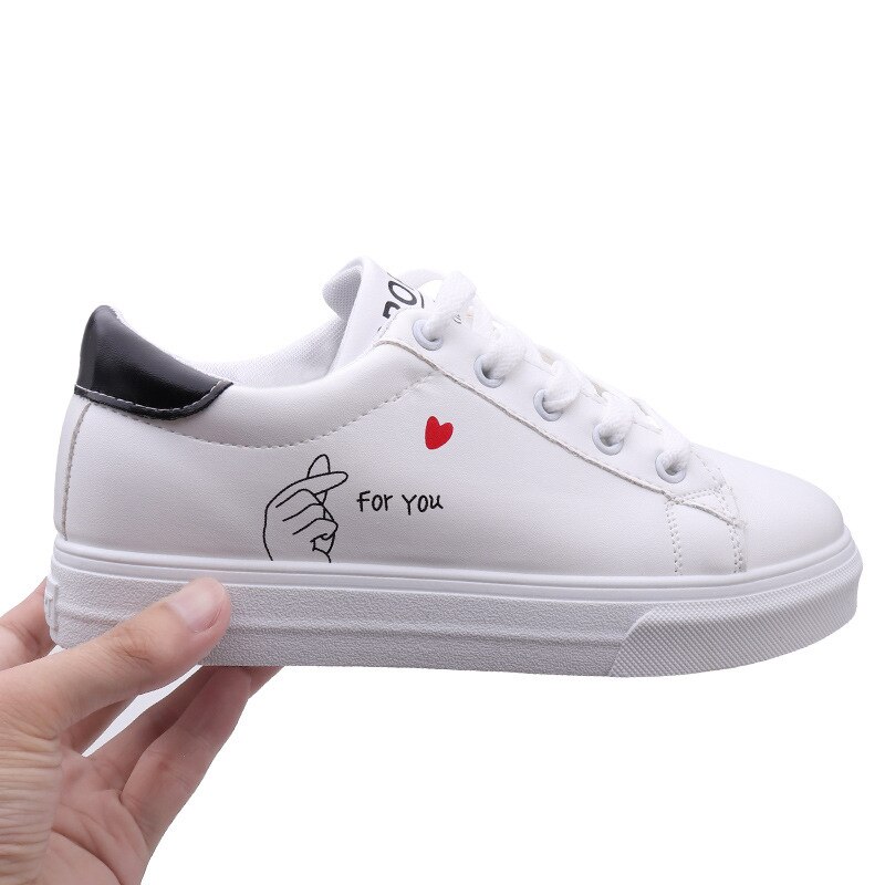 Spring And Summer With White Shoes Women Flat Leather Canvas Shoes Female White Board Shoes Casual Shoes S0828
