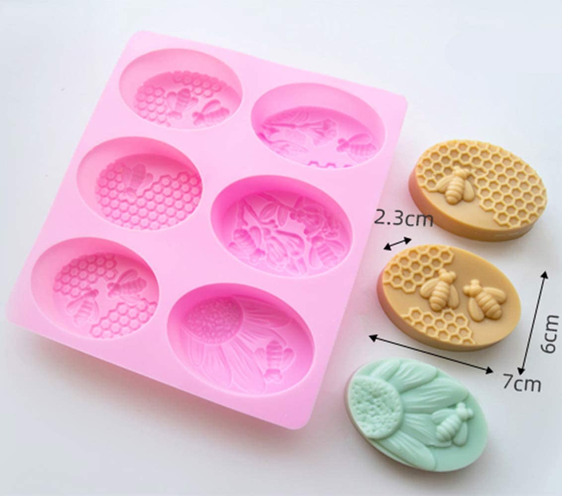 3D Handmade Silicone Soap Molds Bee Honeycomb Chocolate Biscuit Ice Cube Silicone Mold Tools DIY Flower Shape Soap Resin Crafts: 8