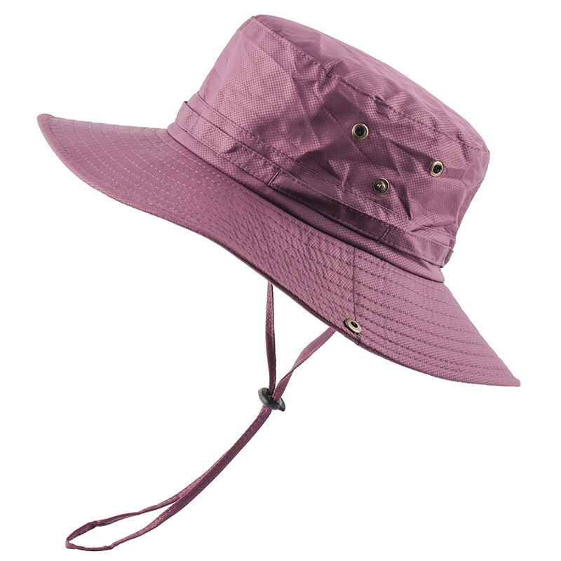 Upf 50+  letvægts solhat kvinder mænd mesh bucket hat sommer fiskeri vandrehue uv beskyttelse flap åndbar strand hat udendørs: Vin