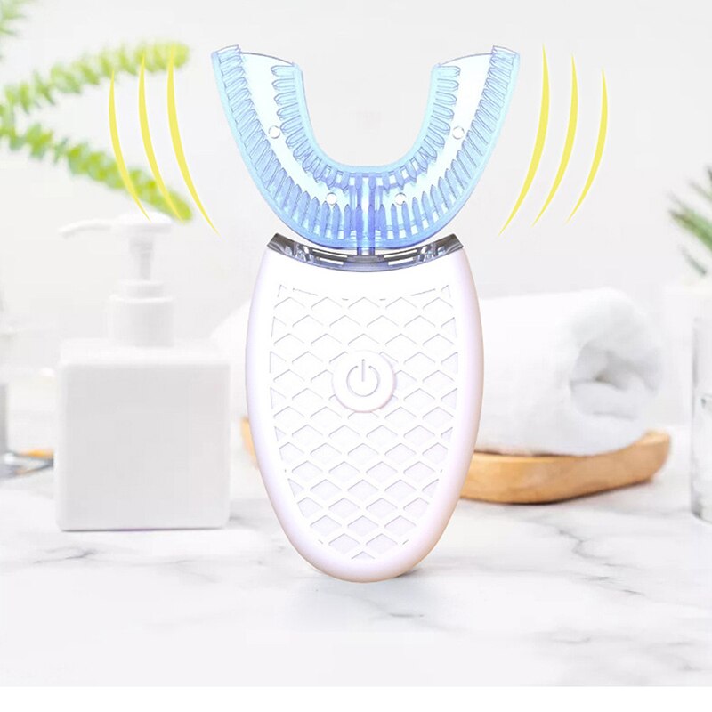 Electric Toothbrush 360 Degrees Automatic Sonic Toothbrush Usb Rechargeable Smart Ultrasonic Silicon Toothbrush U Type 4 Modes