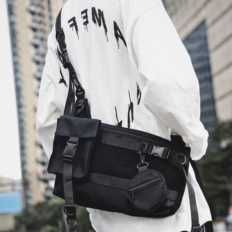 Nicho design japonês escuro vento funcional saco de ferramentas retro mensageiro saco coréia ins rua mensageiro saco grande capacidade