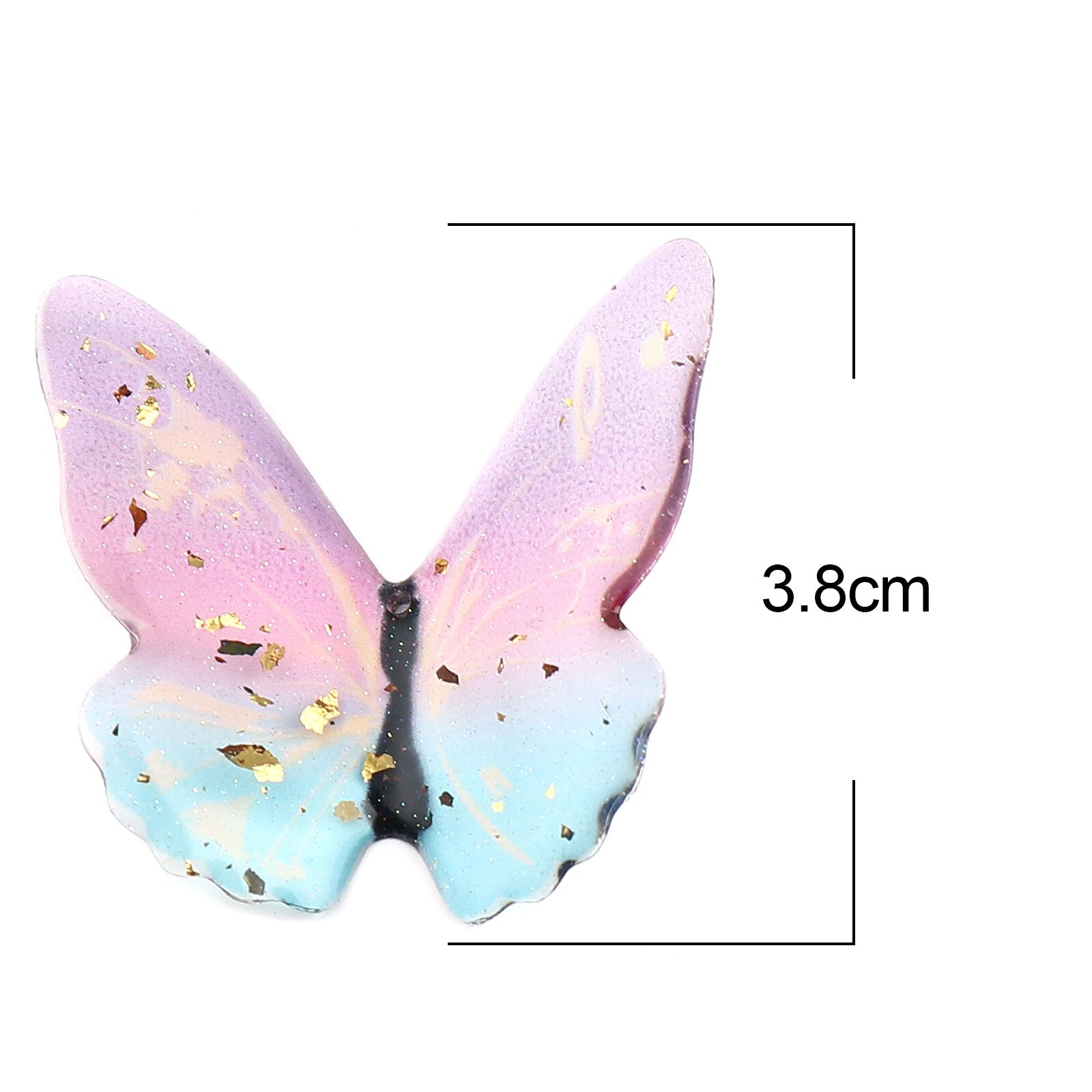 3/5PCs fascini del pendente della serie della farfalla dell'insetto della resina per la fabbricazione di gioielli foglia d'oro farfalla animale blu viola stagnola 23mm x 22mm: 3PCs-11