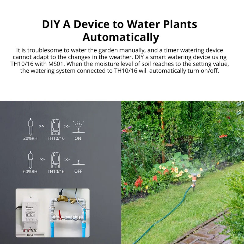 SONOFF MS01 Smart Soil Moisture Sensor IP55 Soil Hygrometer Detection Humidity Works with SONOFF TH10/ TH16 Via Google Assistant