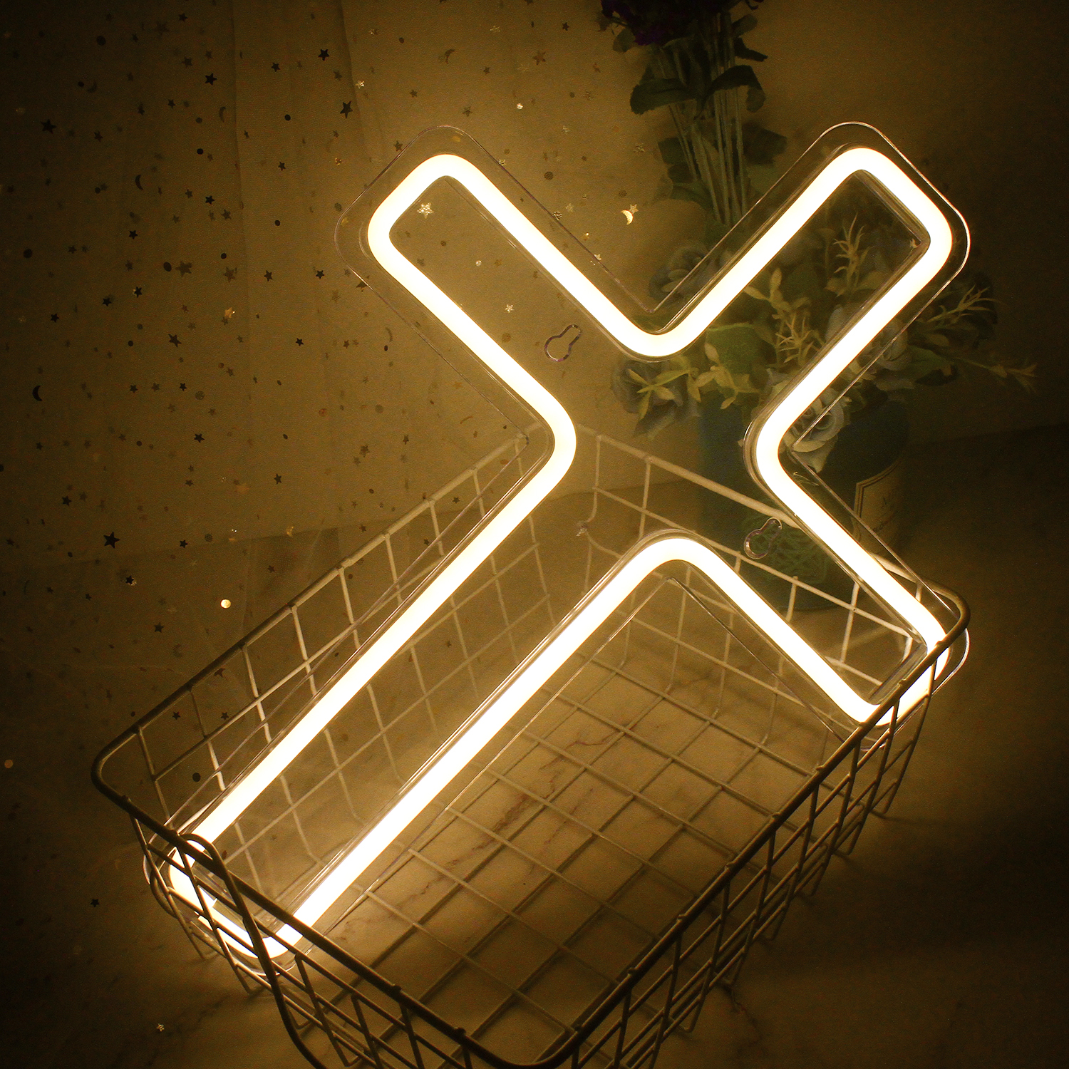 Wanxing-señal de neón LED en forma de cruz, USB con interruptor, lámpara colgante de arte de pared para vacaciones, Bar, boda, , Club, decoración de la habitación del hogar