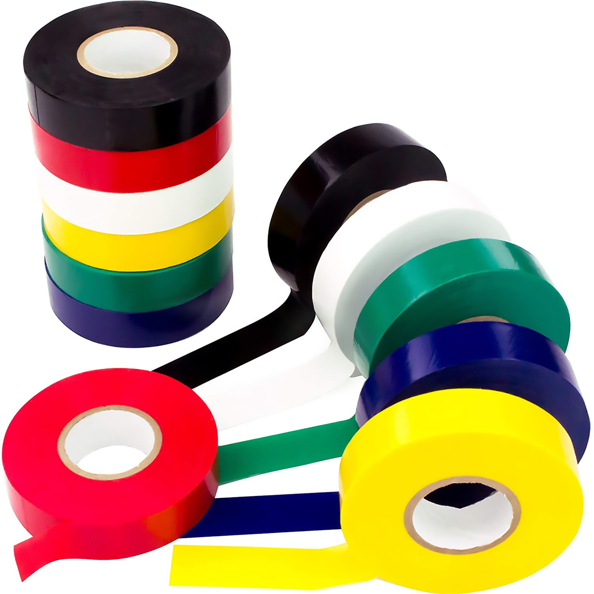 20ft weerbestendige gekleurde elektrische tape. Kleur uw elektrische bedrading veilig met PVC-vinyl voor binnen en buiten, UL-vermeld tot 600V