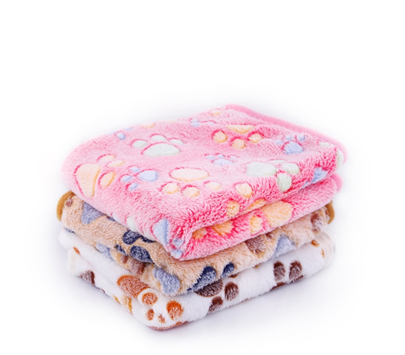 Couverture polaire douce pour chien, chat, chiot, motif floral mignon, 3 couleurs , 25 x 25cm , 40 x 60cm, 76 x 52cm, motif imprimé de pattes, tapis pour animaux de compagnie
