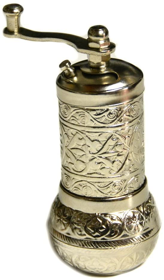 Turkisk mässing salt peppar kryddkvarn kvarn set - iso 9001 certifierad  - 4 '' glänsande silver
