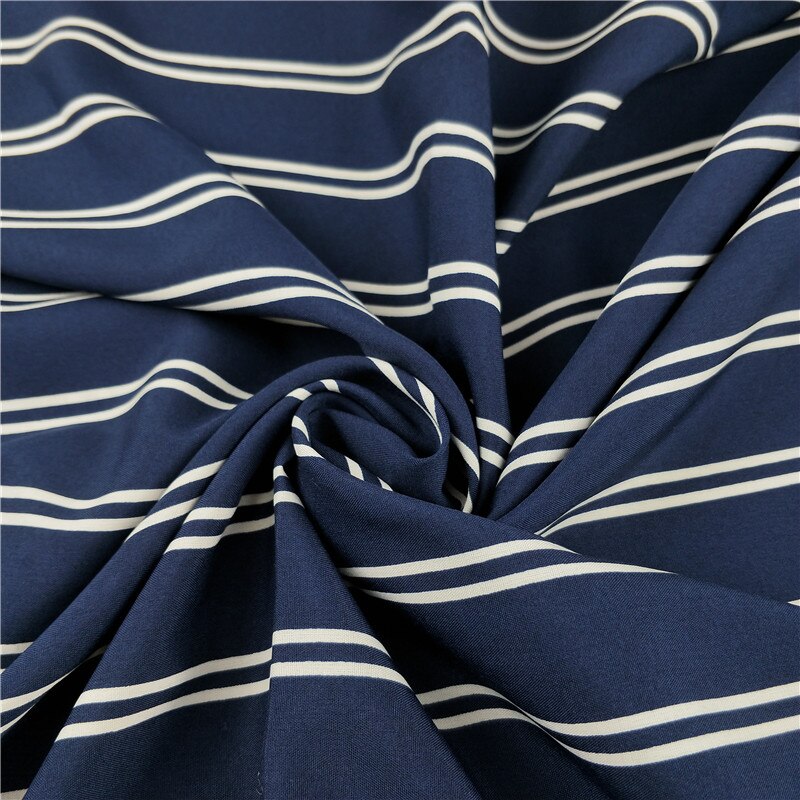 Stretchy chiffon stribe kjole stof marineblå kjole stof kjole bukser nederdel bluse materiale