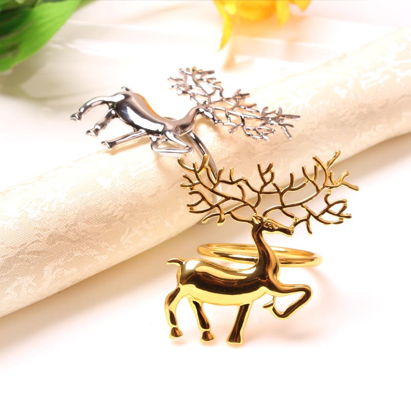 1/6Pcs Kerst Servettenhouder Ring Lichtmetalen Leuke Duurzaam Delicate Deer Servetringen Voor Bar Restaurant Christmas Party diner