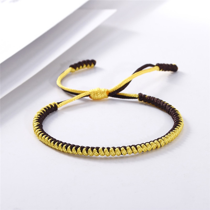 Original Multi couleur Bracelet tibétain bouddhiste chanceux à la main noeuds corde réglable Bracelets porte-bonheur & Bracelet pour femmes hommes bijoux