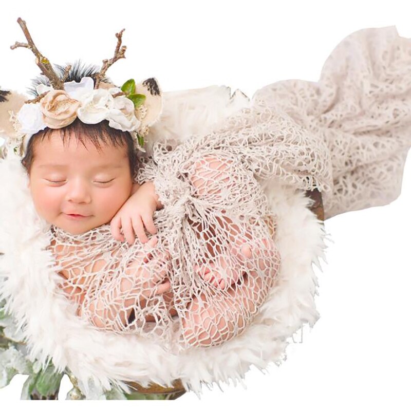 Baby Fotografie Prop Deken Kant Stretch Netto Wrap Doek Grof Mesh Hollow Fotografie Wrap Doek Ademend Fotografie Props