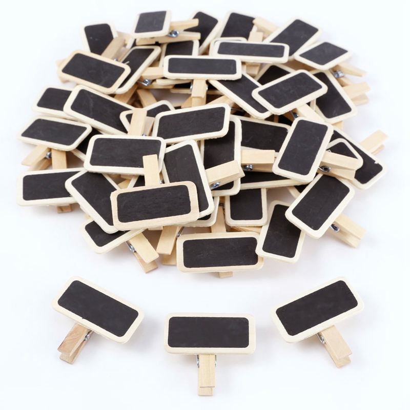 50 mini tavle træ besked skifer rektangel klip klip panel kort memoer etiket mærke pris sted nummer tabel
