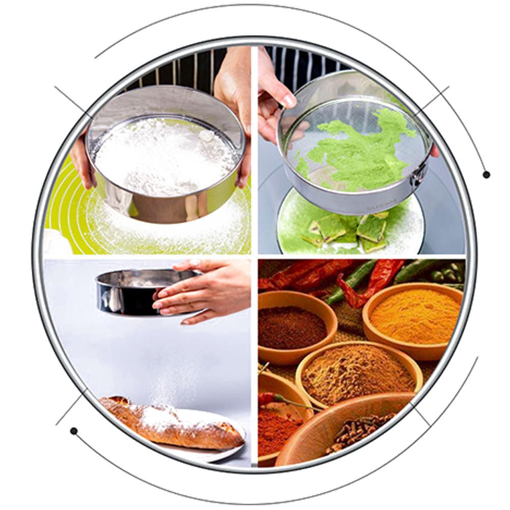 1pcs Kitchen Fine Mesh Flour Sifter Round Stainless Steel Flour Sieve Strainer Sifters Best for Kitchen Baking Tea
