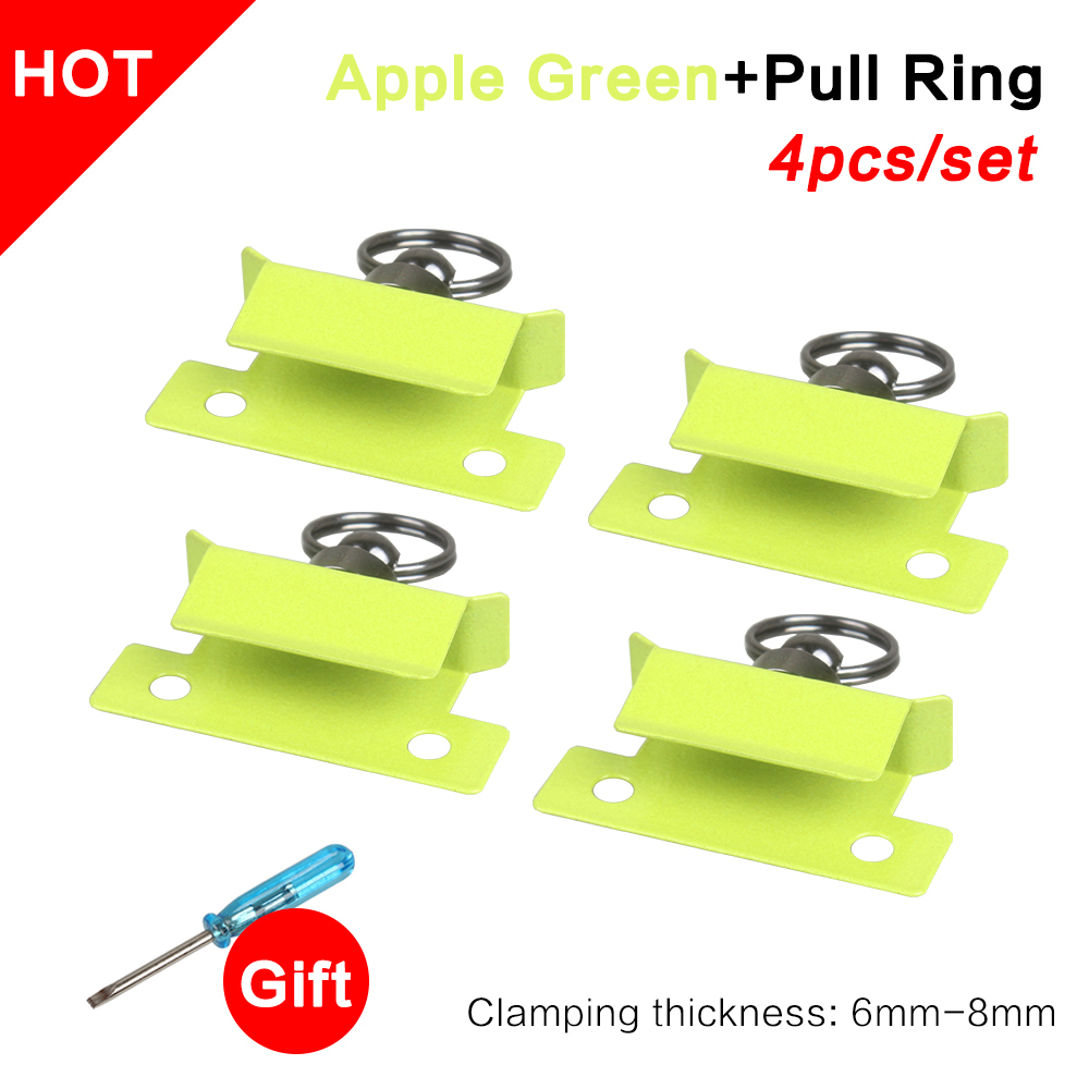 XCR3D 4 sztuk części drukarki 3D podgrzewane łóżko szklane platformy uchwyt zacisk klip płyta ze stali nierdzewnej uchwyt z kołatka Ender 3: AppleGreen PullRing