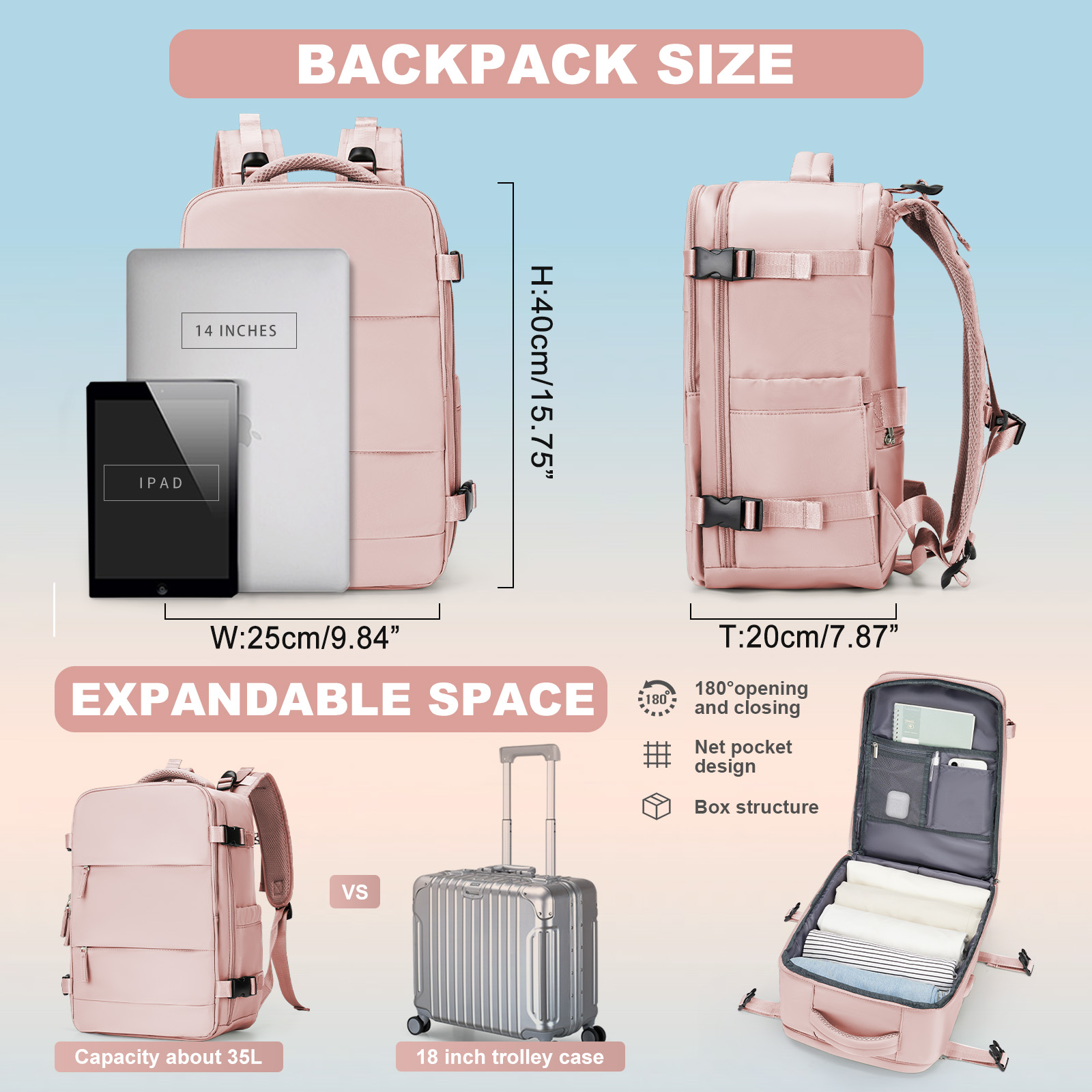 Backpack Travel Cabin Aircraft 40x20x25 Women's Backpack ,Waterproof Travel Backpack Laptop Backpack Female bags ,Male Backpacks
