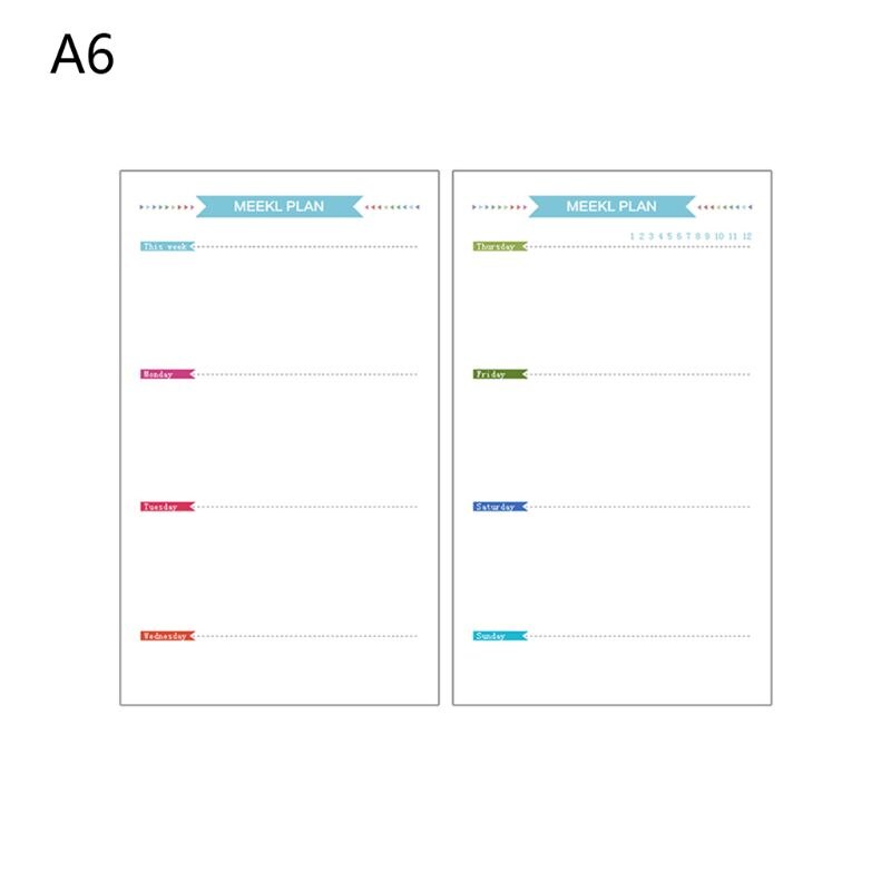 6 Gaten Refill Innerlijke Papier Dagboek Week Maand Planner Voor A5 Losse Blad Notebook: B