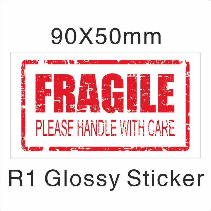 500pcs/lot Fragile Warning Glossy Label Kraft Sticker 9x5cm Fragile Handle Care Keep Dry Black Red Colors: R1 Glossy 9x5