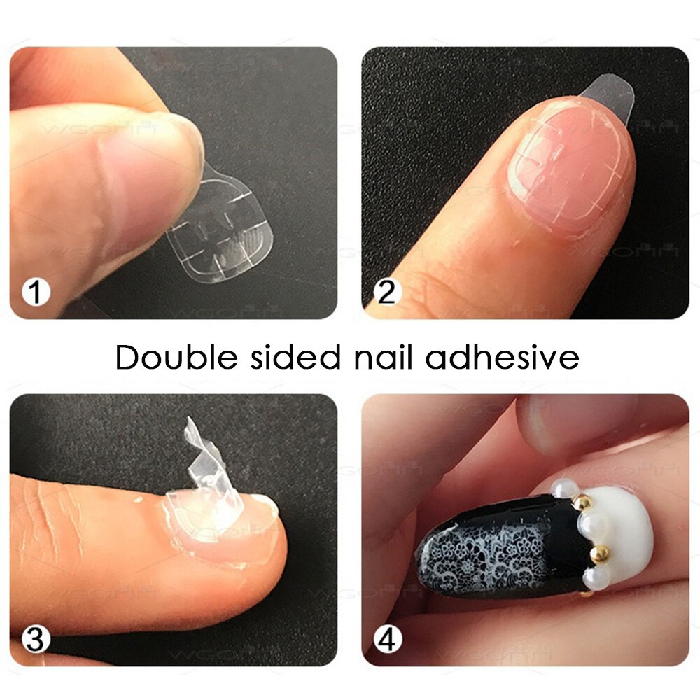 Mode 24 Stk/set 10 Maten Nep Nagels Volledige Cover Franse False Nail Tips Met Dubbelzijdig Nail Sticker 057