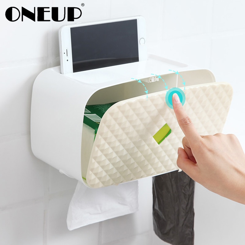 Enup veggmontert toalettpapirholder plastpapir oppbevaringsboks baderomspapir dispenser hjemme bad tilbehør
