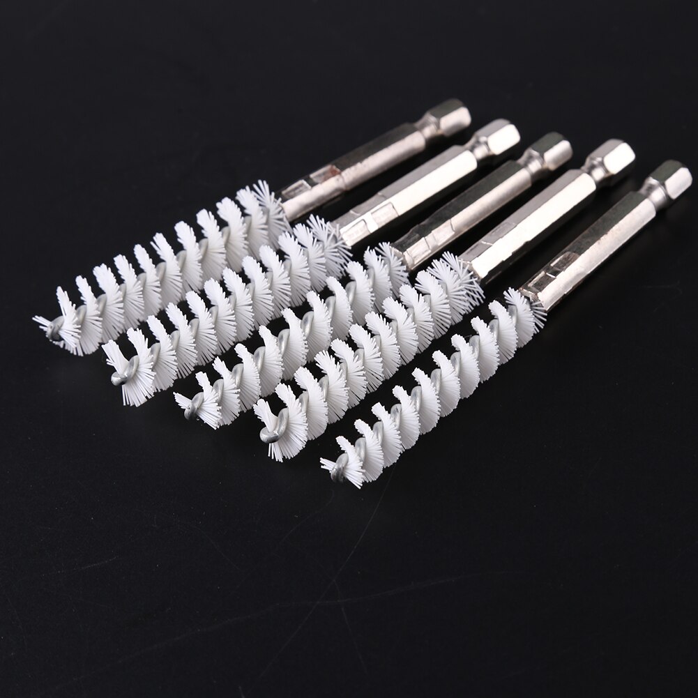 6pcs Stainless Steel Cleaning Brushes Hexagonal Handle Round Pipe Tube Cylinder Bores Cleaning Wire Brushes for Power Drill